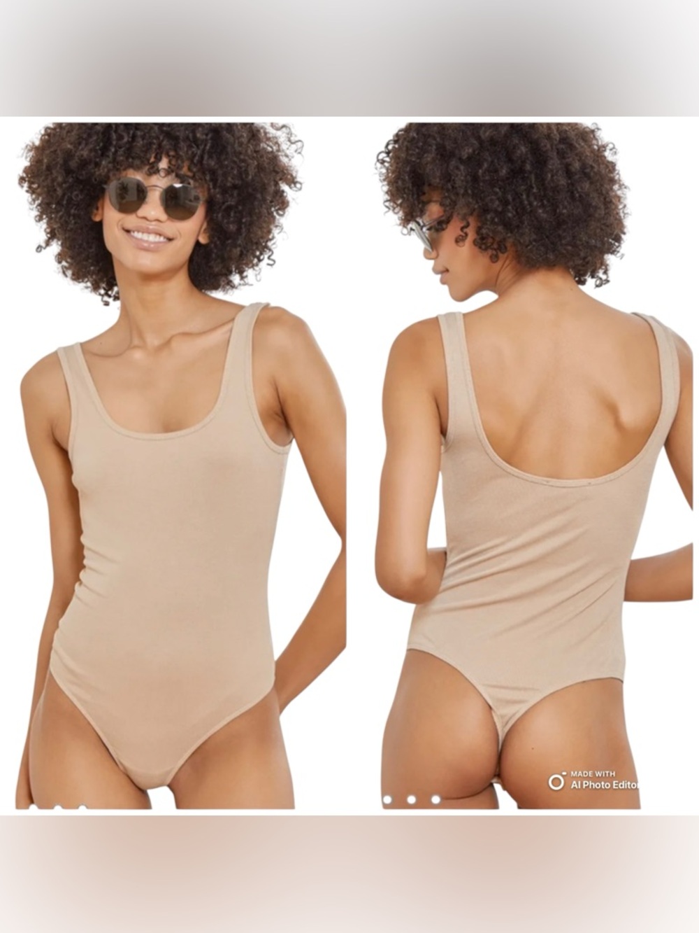 NWT Lulus Style Serve Beige Ribbed Scoop Neck Sleeveless Bodysuit XS S
